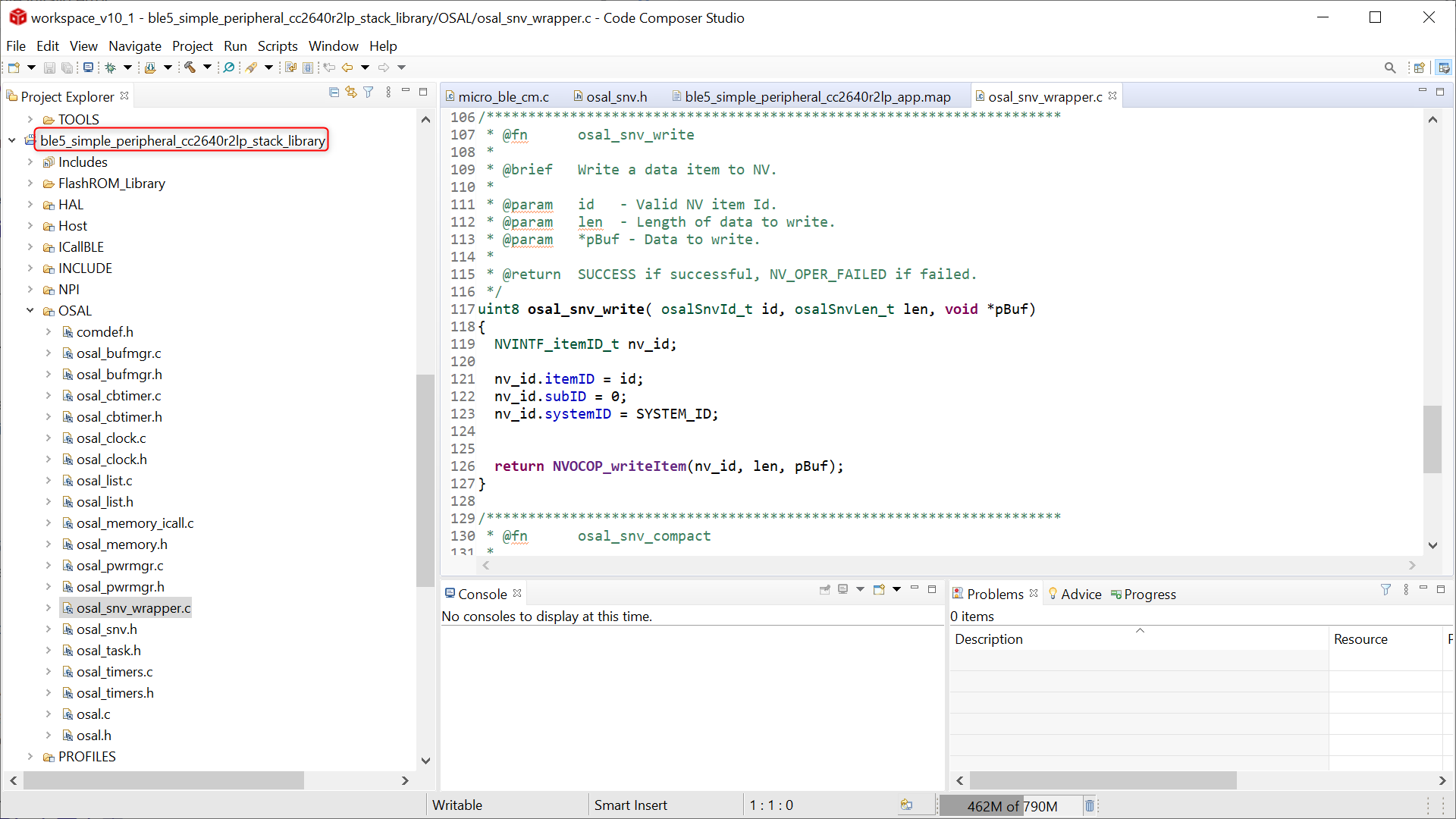 CCS/CC2640R2F: osal_snv_write Error for Flash memory writing - Code ...