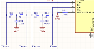 DP83TD510E: Using the differential Tx+, Tx-, Rx+ and Rx- pins with two ...