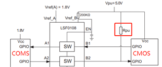 LSF0108-Q1: Interconversion of 1.8V and 5V CMOS levels,Rpu resistance ...