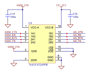 Level translator circuit between micro and GSM module