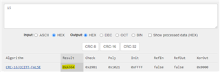 CRC-16/CCITT-FALSE result