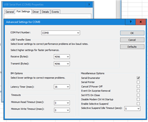 COM Port Advanced Settings