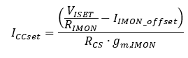Equation 11 rearranged to solve for Iccset