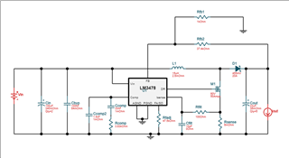 LM3478: Boost converter voltage dropping when connected to load