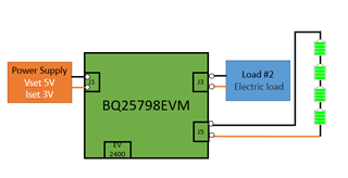 BQ25798EVM: How to use battery charge the electric load - Power ...