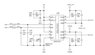 UCC21521: Ringing/oscillation on MOSFET gate - Power management 
