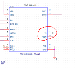 TPS1HC100-Q1: 'TJ' and 'TCON' pins in PSpice Model - Power management ...