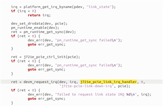PROCESSOR SDK J721S2 j721e pcie link irq handler interrupt not