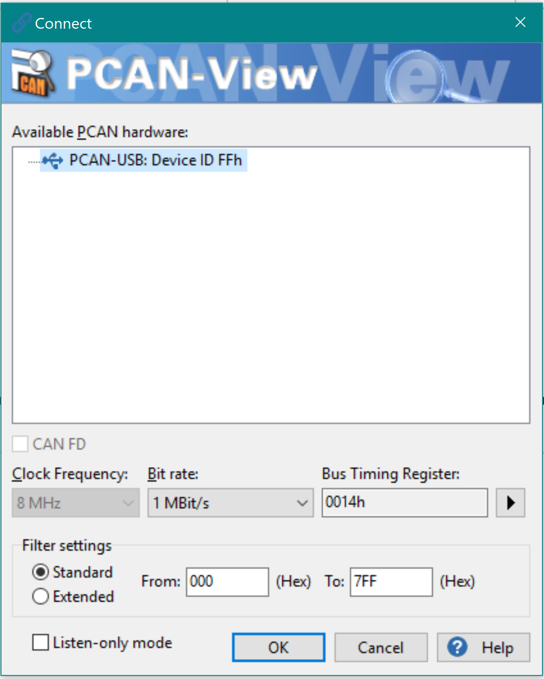 PCAN-View 5: Connecting to a CAN Bus 