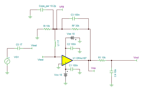 OPA2187: Large capacitance in feedback loop - Amplifiers forum ...