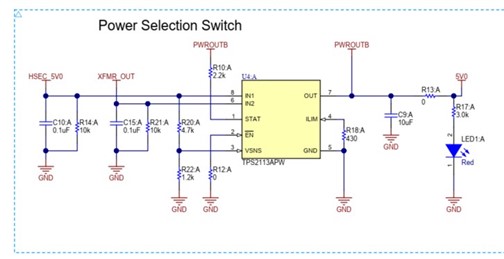 TPS2113A: Output voltage drops when switching from IN2 to IN1 