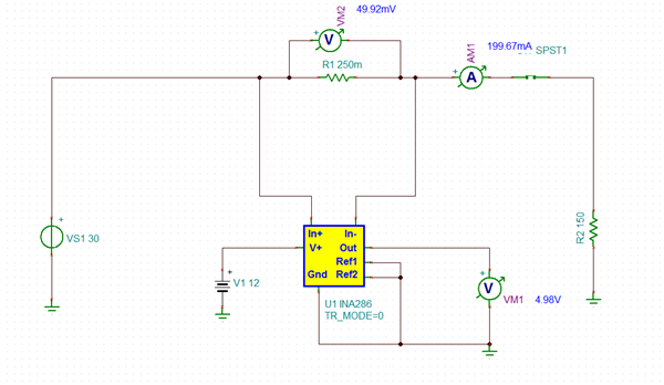 INA286: Problem with my simulation of INA286 - Amplifiers