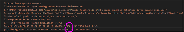 Change the freqSlope in cfg file