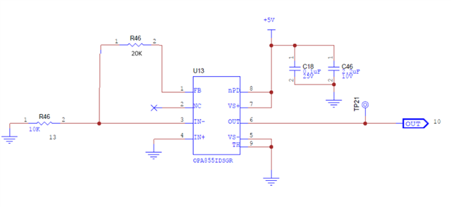 OPA855: Is this Op-amp capable of driving output to 0V ? - Amplifiers ...