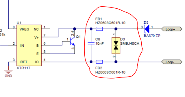 XTR115: 2-wire XTR115UA swing when walki talkis are used or load 