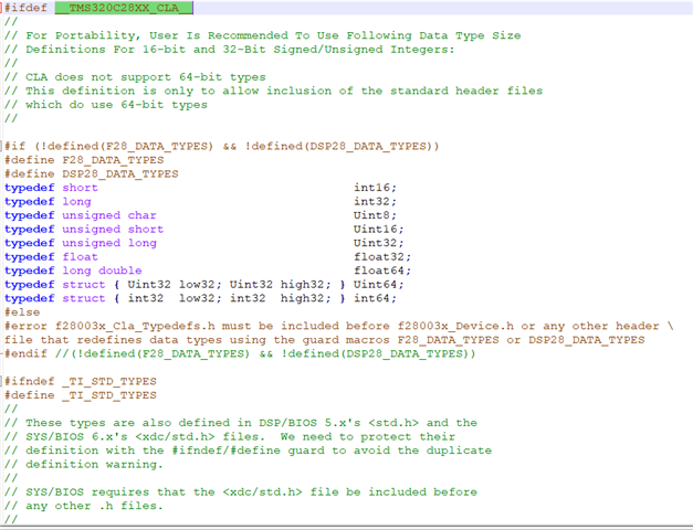 TMS320F280039C: Multiply defined Uint16 & Uint32, f28003x_device.h ...