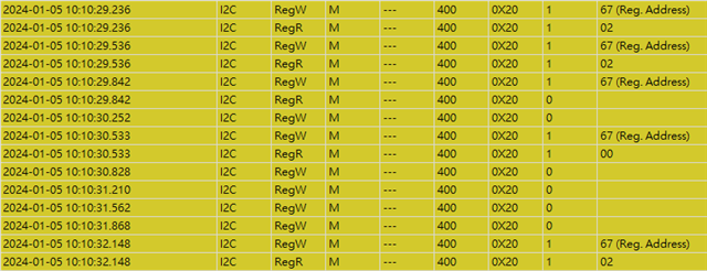 Address 0x20 Register 0x67