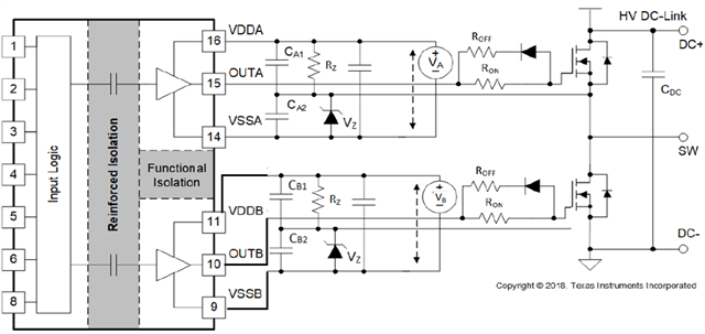 UCC21530-Q1: No charging pump capacitor application SCH review - Power ...