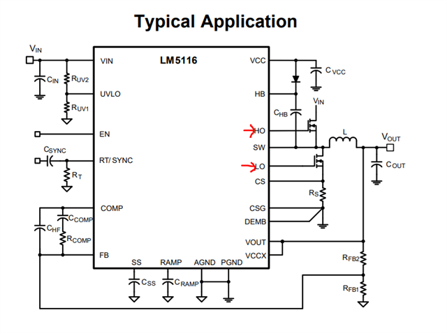 LM5116: With LM5116, Two MOSFETs on the Output Are Distorted - Power ...