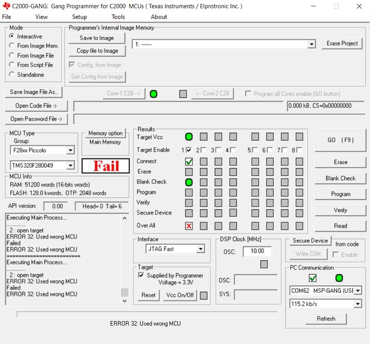 TMS320F280049: Gang-Programmer fail to operation F280049 - C2000 ...