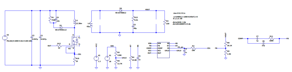 LM5020: Compensation and CS Pin Assistance: LTSpice Schematic Picture ...